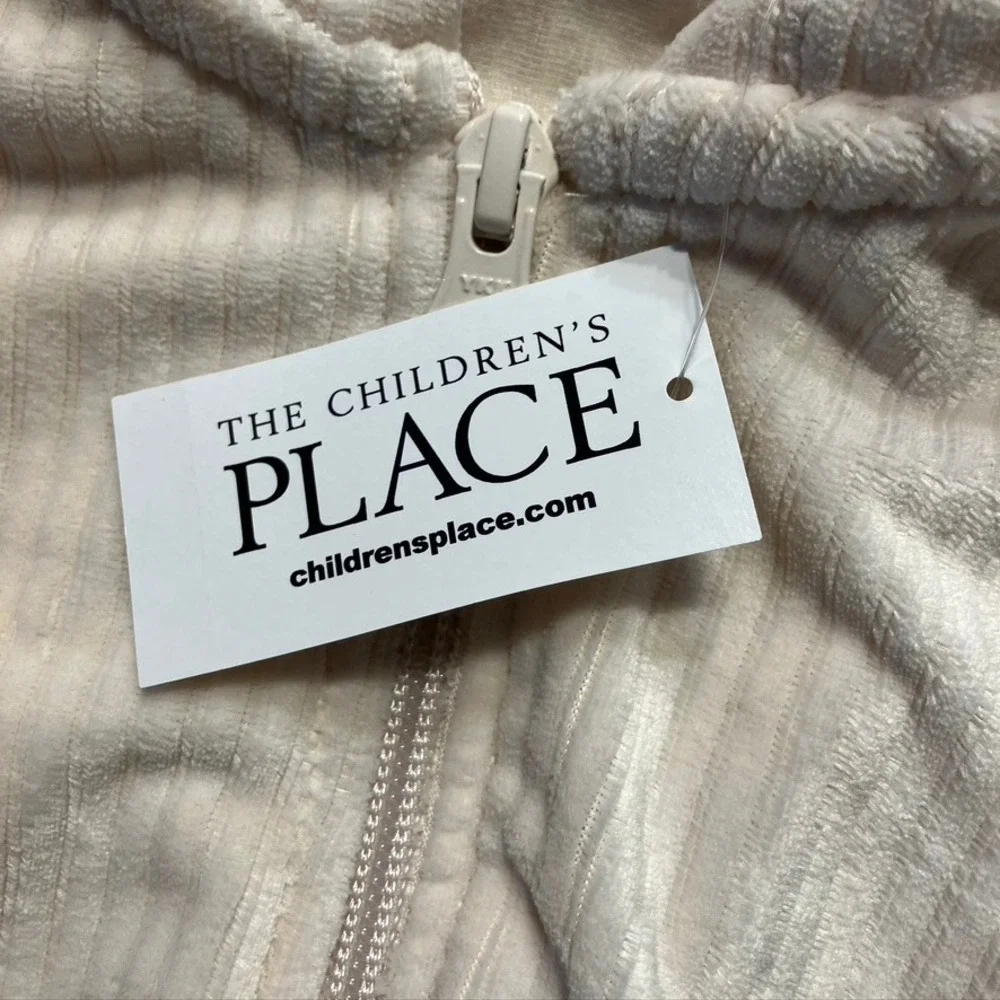 The Children's Place Girls Size‎ S/P 5/6 Frappe Cream Velour Zip Up Hoodie